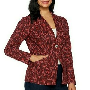 NWOT G.I.LI. Burgundy Red Snakeskin Print Blazer XL